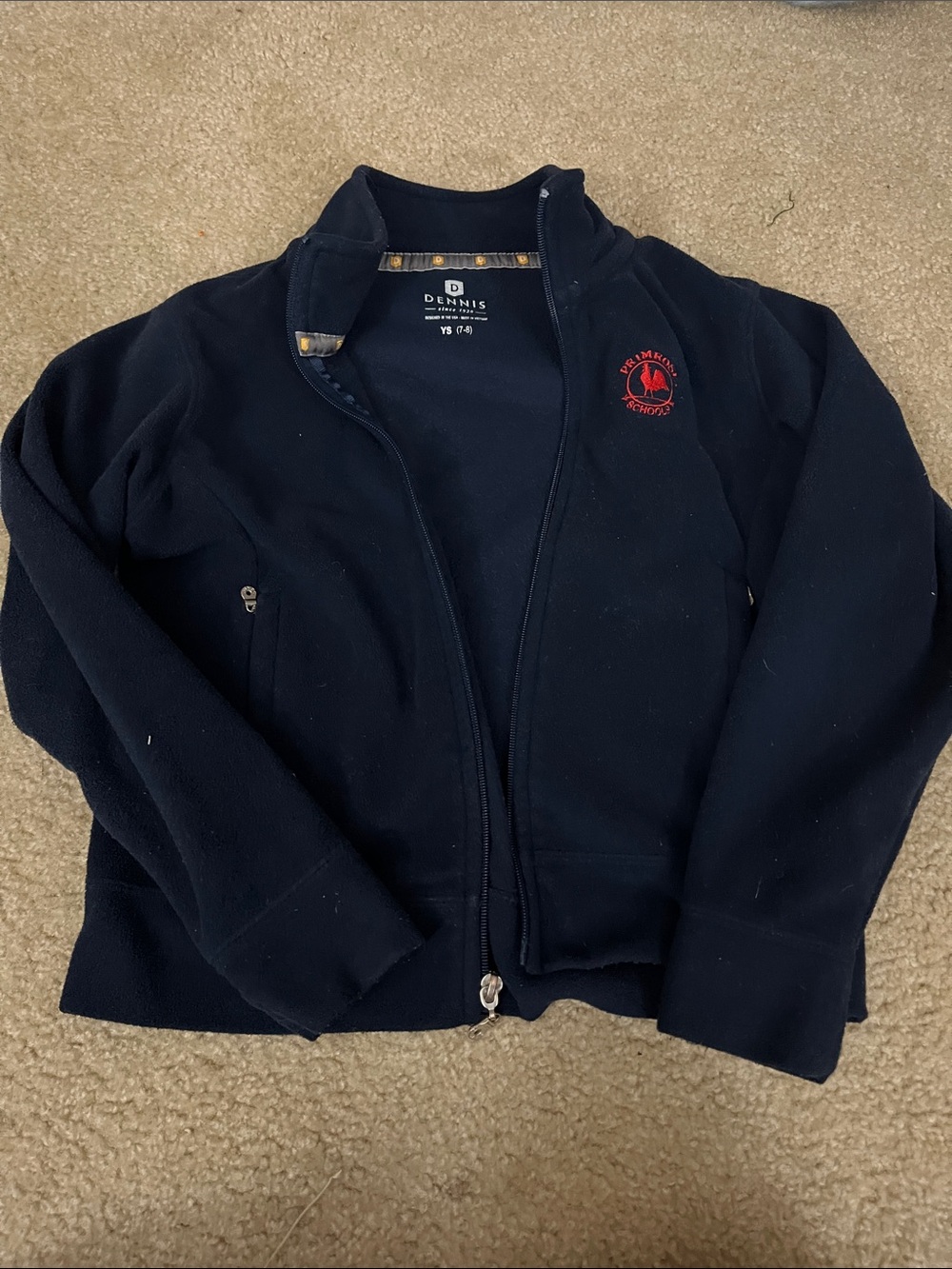 Dennis Navy Kids Full-Zip Fleece Jacket with Red Crest